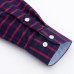 Men's Long Sleeve Plaid Striped Dress Shirts Single Front Chest Pocket Regular Fit Button-collar Cotton Oxford Social Shirt Male