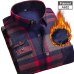 NIGRITY New Men's Long Sleeve Plaid Warm Thick Fleece Lining Shirt Fashion Soft Casual Flannel Shirt Comfortable Plus Size L-4XL