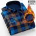 NIGRITY New Men's Long Sleeve Plaid Warm Thick Fleece Lining Shirt Fashion Soft Casual Flannel Shirt Comfortable Plus Size L-4XL