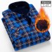 NIGRITY New Men's Long Sleeve Plaid Warm Thick Fleece Lining Shirt Fashion Soft Casual Flannel Shirt Comfortable Plus Size L-4XL