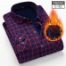 NIGRITY New Men's Long Sleeve Plaid Warm Thick Fleece Lining Shirt Fashion Soft Casual Flannel Shirt Comfortable Plus Size L-4XL