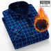 NIGRITY New Men's Long Sleeve Plaid Warm Thick Fleece Lining Shirt Fashion Soft Casual Flannel Shirt Comfortable Plus Size L-4XL