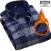 NIGRITY New Men's Long Sleeve Plaid Warm Thick Fleece Lining Shirt Fashion Soft Casual Flannel Shirt Comfortable Plus Size L-4XL