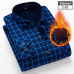 NIGRITY New Men's Long Sleeve Plaid Warm Thick Fleece Lining Shirt Fashion Soft Casual Flannel Shirt Comfortable Plus Size L-4XL