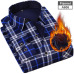 NIGRITY New Men's Long Sleeve Plaid Warm Thick Fleece Lining Shirt Fashion Soft Casual Flannel Shirt Comfortable Plus Size L-4XL