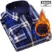 NIGRITY New Men's Long Sleeve Plaid Warm Thick Fleece Lining Shirt Fashion Soft Casual Flannel Shirt Comfortable Plus Size L-4XL