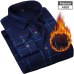 NIGRITY New Men's Long Sleeve Plaid Warm Thick Fleece Lining Shirt Fashion Soft Casual Flannel Shirt Comfortable Plus Size L-4XL