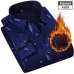 NIGRITY New Men's Long Sleeve Plaid Warm Thick Fleece Lining Shirt Fashion Soft Casual Flannel Shirt Comfortable Plus Size L-4XL