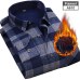 NIGRITY New Men's Long Sleeve Plaid Warm Thick Fleece Lining Shirt Fashion Soft Casual Flannel Shirt Comfortable Plus Size L-4XL