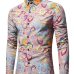 New Men's Long Sleeve Casual Shirt Fashion Rose Flower 3D Printed Floral Shirt Turn-down Collar Slim Fit Shirt For Mens Clothing