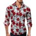 New Men's Long Sleeve Casual Shirt Fashion Rose Flower 3D Printed Floral Shirt Turn-down Collar Slim Fit Shirt For Mens Clothing