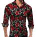 New Men's Long Sleeve Casual Shirt Fashion Rose Flower 3D Printed Floral Shirt Turn-down Collar Slim Fit Shirt For Mens Clothing