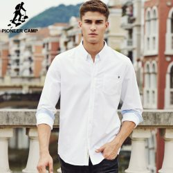 Pioneer Camp casual shirt men brand clothing 2019 new long sleeve slim fit solid male shirt top quality 100% cotton white 666211