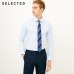 SELECTED Men's Slight Stretch Cotton-blend Pure Color Slim Fit Long-sleeved Shirt S|418105537