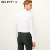 SELECTED Men's Slight Stretch Cotton-blend Pure Color Slim Fit Long-sleeved Shirt S|418105537