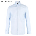 SELECTED Men's Slight Stretch Cotton-blend Pure Color Slim Fit Long-sleeved Shirt S|418105537