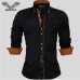 VISADA JAUNA Men Shirts Europe Size New Arrivals Slim Fit Male Shirt Solid Long Sleeve British Style Cotton Men's Shirt N332