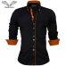 VISADA JAUNA Men Shirts Europe Size New Arrivals Slim Fit Male Shirt Solid Long Sleeve British Style Cotton Men's Shirt N332