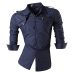 jeansian Men's Long Sleeve Dress Casual Shirts Slim Fit Fashion Stylish Designer Military 8371