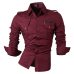 jeansian Men's Long Sleeve Dress Casual Shirts Slim Fit Fashion Stylish Designer Military 8371