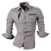 jeansian Men's Long Sleeve Dress Casual Shirts Slim Fit Fashion Stylish Designer Military 8371