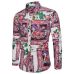 2018 New Spring &Autumn Shirts Fashion Trend Folk Men Ethnic Flowers Printed Casual Hawaiian Long Sleeves Dress Shirts 4XL 5XL