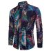 2018 New Spring &Autumn Shirts Fashion Trend Folk Men Ethnic Flowers Printed Casual Hawaiian Long Sleeves Dress Shirts 4XL 5XL