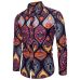 2018 New Spring &Autumn Shirts Fashion Trend Folk Men Ethnic Flowers Printed Casual Hawaiian Long Sleeves Dress Shirts 4XL 5XL