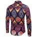 2018 New Spring &Autumn Shirts Fashion Trend Folk Men Ethnic Flowers Printed Casual Hawaiian Long Sleeves Dress Shirts 4XL 5XL