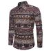 2018 New Spring &Autumn Shirts Fashion Trend Folk Men Ethnic Flowers Printed Casual Hawaiian Long Sleeves Dress Shirts 4XL 5XL