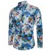 2018 New Spring &Autumn Shirts Fashion Trend Folk Men Ethnic Flowers Printed Casual Hawaiian Long Sleeves Dress Shirts 4XL 5XL