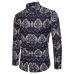 2018 New Spring &Autumn Shirts Fashion Trend Folk Men Ethnic Flowers Printed Casual Hawaiian Long Sleeves Dress Shirts 4XL 5XL