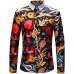 2018 Retro Floral Printed Man Casual Shirts Fashion Classic Men Dress Shirt Breathable Men's Long Sleeve Brand Clothing