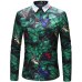 2018 Retro Floral Printed Man Casual Shirts Fashion Classic Men Dress Shirt Breathable Men's Long Sleeve Brand Clothing