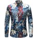 2018 Retro Floral Printed Man Casual Shirts Fashion Classic Men Dress Shirt Breathable Men's Long Sleeve Brand Clothing