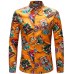 2018 Retro Floral Printed Man Casual Shirts Fashion Classic Men Dress Shirt Breathable Men's Long Sleeve Brand Clothing