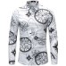 2018 Retro Floral Printed Man Casual Shirts Fashion Classic Men Dress Shirt Breathable Men's Long Sleeve Brand Clothing