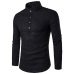 2019 Men casual Shirt Mandarin Collar Breathable Comfy Traditional Chinese Style Cotton Polyester long sleeve shirts EU size