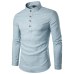 2019 Men casual Shirt Mandarin Collar Breathable Comfy Traditional Chinese Style Cotton Polyester long sleeve shirts EU size