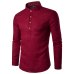 2019 Men casual Shirt Mandarin Collar Breathable Comfy Traditional Chinese Style Cotton Polyester long sleeve shirts EU size