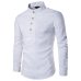 2019 Men casual Shirt Mandarin Collar Breathable Comfy Traditional Chinese Style Cotton Polyester long sleeve shirts EU size