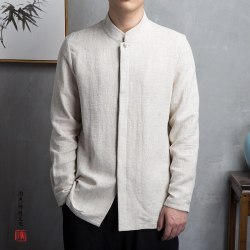 2019 NEW Chinese Style Kimono Men Shirt Long Sleeve Casual Streetwear Men Shirt Man Linen Kimono Shirt Men Clothes