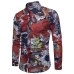 2019 New Fashion Casual Men Shirt Long Sleeve Europe Style Slim Fit Shirt Men High Quality Cotton Floral Shirts Mens Clothes