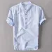 2019 New Summer Brand Shirt Men Short Sleeve Loose Thin Cotton Linen Shirt Male Fashion Solid Color Trend O-Neck Tees