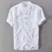 2019 New Summer Brand Shirt Men Short Sleeve Loose Thin Cotton Linen Shirt Male Fashion Solid Color Trend O-Neck Tees