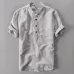 2019 New Summer Brand Shirt Men Short Sleeve Loose Thin Cotton Linen Shirt Male Fashion Solid Color Trend O-Neck Tees