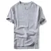 2019 New Summer Brand Shirt Men Short Sleeve Loose Thin Cotton Linen Shirt Male Fashion Solid Color Trend V-Neck Tees Hi-Q