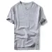 2019 New Summer Brand Shirt Men Short Sleeve Loose Thin Cotton Linen Shirt Male Fashion Solid Color Trend V-Neck Tees Hi-Q