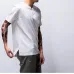 2019 New Summer Brand Shirt Men Short Sleeve Loose Thin Cotton Linen Shirt Male Fashion Solid Color Trend V-Neck Tees Hi-Q