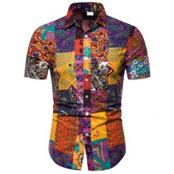 2019 New Summer Mens Short Sleeve Beach Hawaiian Shirts Cotton Casual Floral Shirts Camisa Masculina Regular Plus Size 5XL  TC